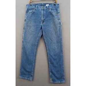Vintage Key Men's Denim Carpenter Pants 36x32 Insect Shield Repellent Grunge 90s